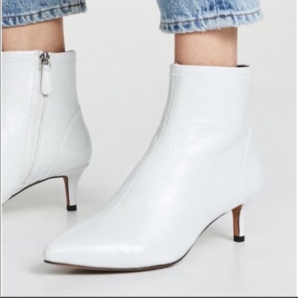 Rebecca Minkoff leather Siya kitten heel booties in white size 11